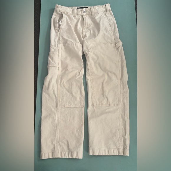 Abercrombie & Fitch Men's baggy workwear creqm Cargo Pants 28 w 30 l - Picture 2 of 5